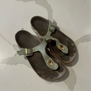 Birkenstocks Gizeh‎ Green Aqua Canvas Fabric Thong Sandals Size 37 7 7.5